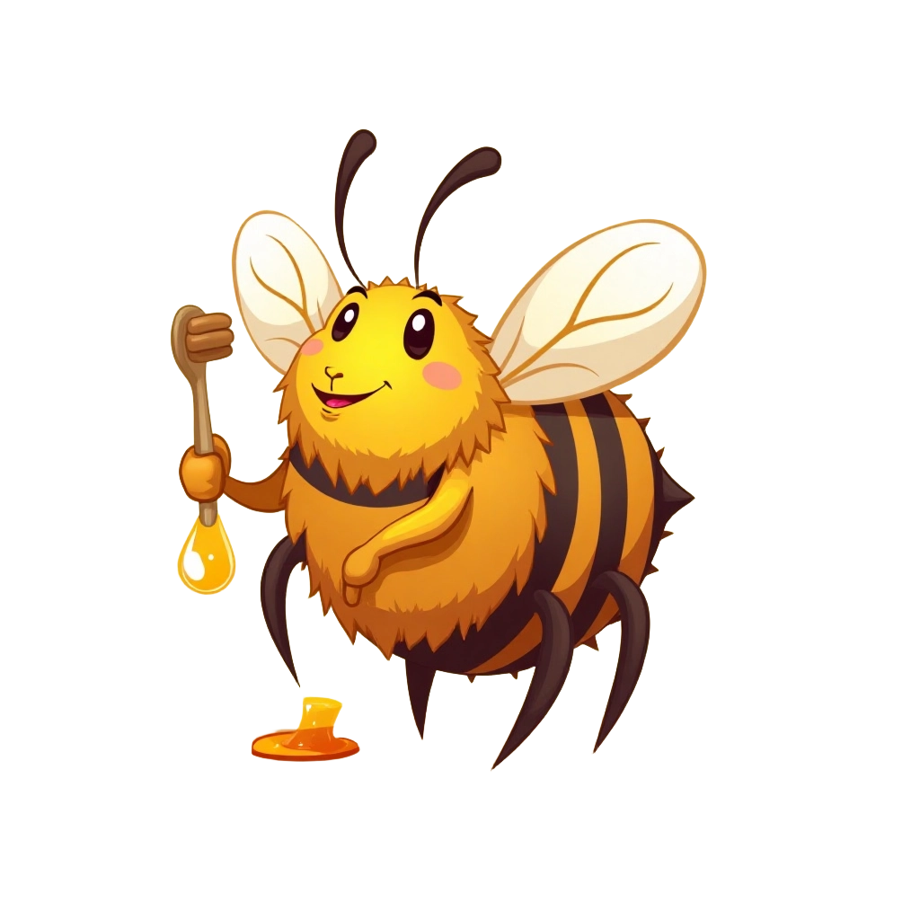 Honey Bee with Honey Dipper